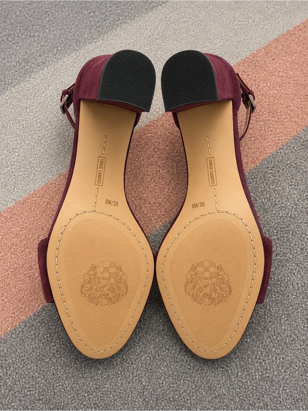 Vince Camuto Wine Suede Ankle-Strap Open-Toe Heels - Picture 5 of 6